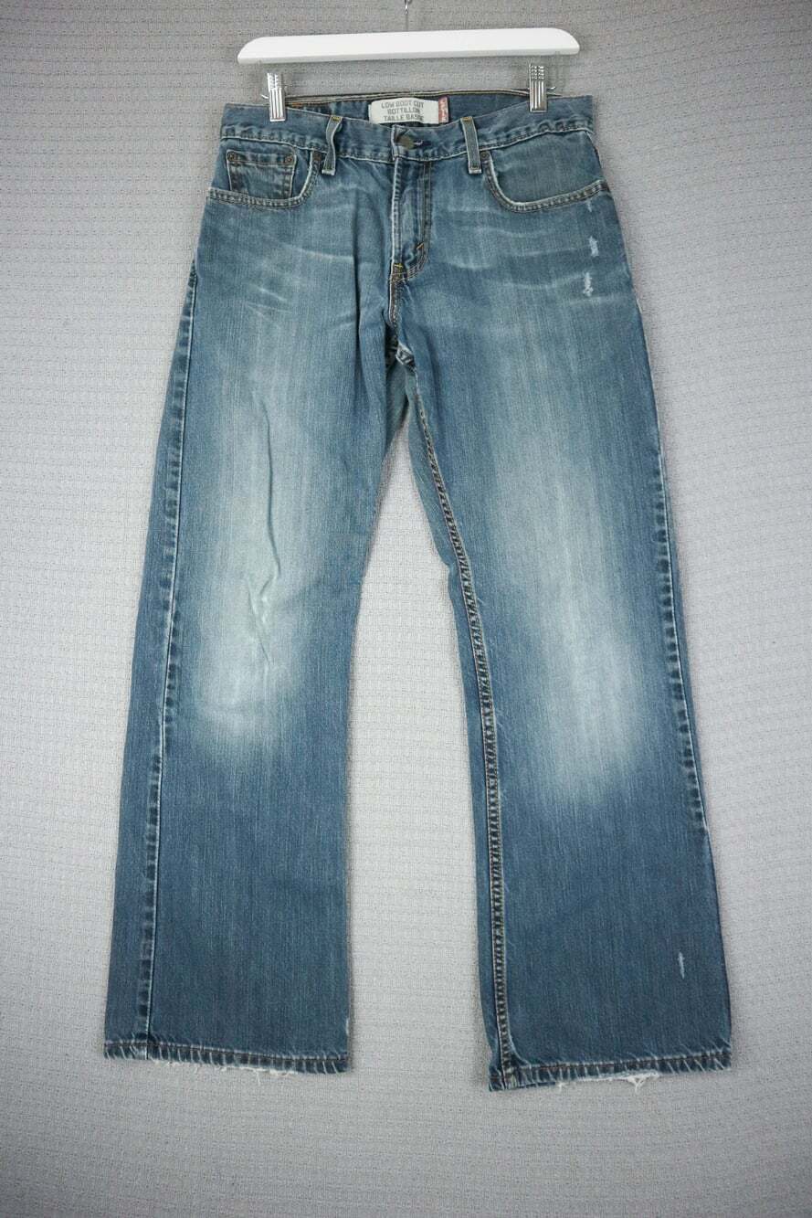 Levi's 527 Low Boot Cut Jeans Medium Wash Size 30x30 Distressed Denim
